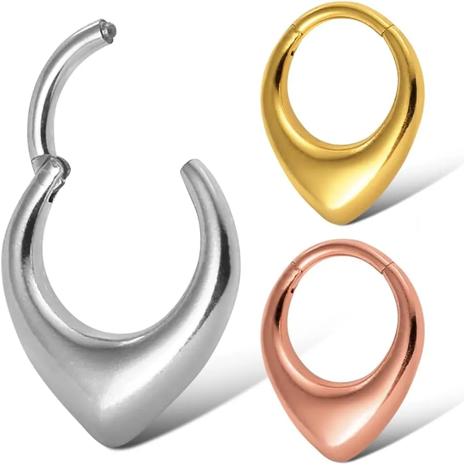 Septum Rings Hoop,16G 8mm 316L Stainless Steel Segment Nose Rings for Men, Cartilage Clicker Hoop Earrings for Rook, Daith, Tragus, Hypoallergenic for man and women