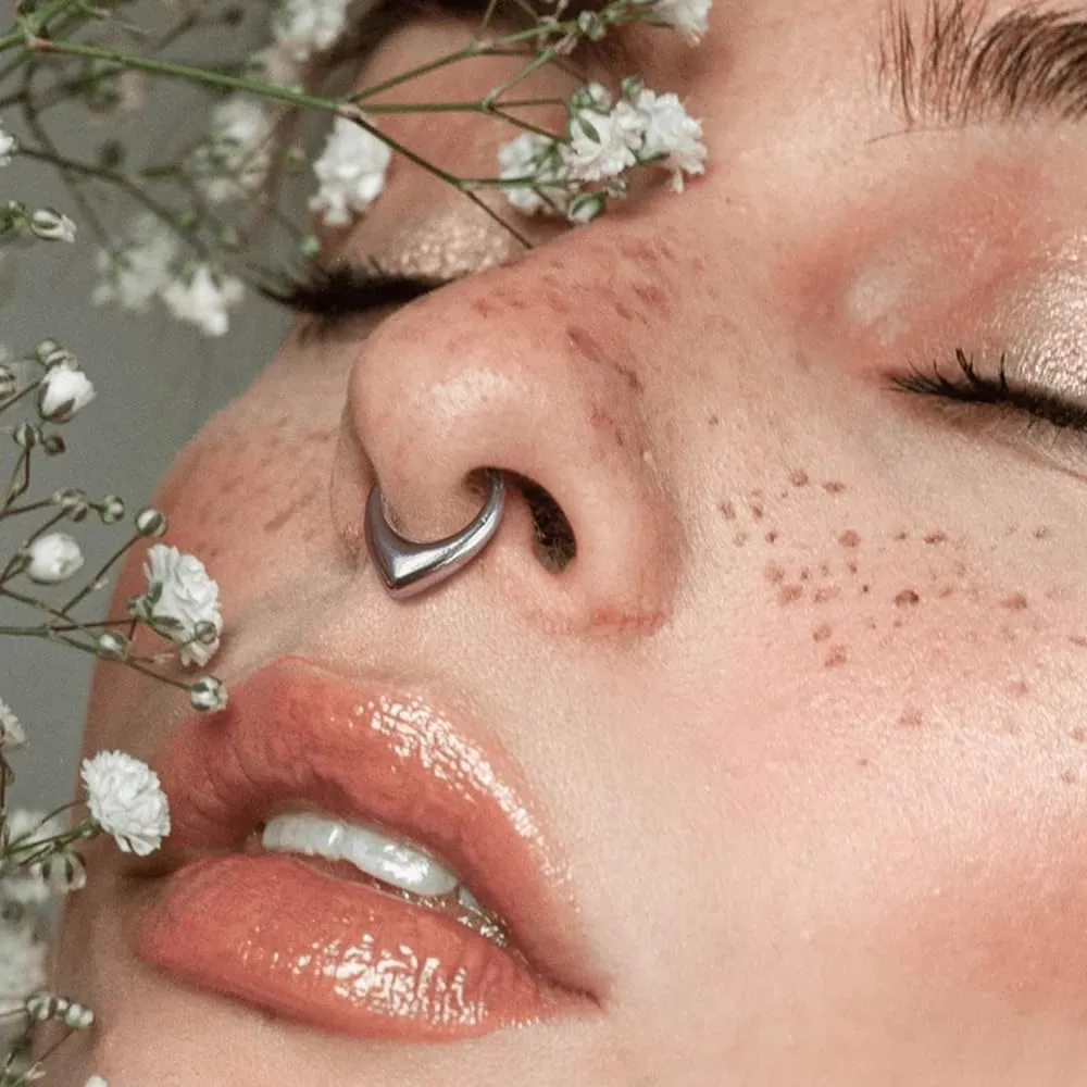 Septum Rings Hoop,16G 8mm 316L Stainless Steel Segment Nose Rings for Men, Cartilage Clicker Hoop Earrings for Rook, Daith, Tragus, Hypoallergenic for man and women