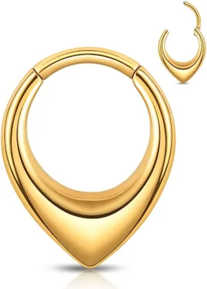 Septum Rings Hoop,16G 8mm 316L Stainless Steel Segment Nose Rings for Men, Cartilage Clicker Hoop Earrings for Rook, Daith, Tragus, Hypoallergenic for man and women