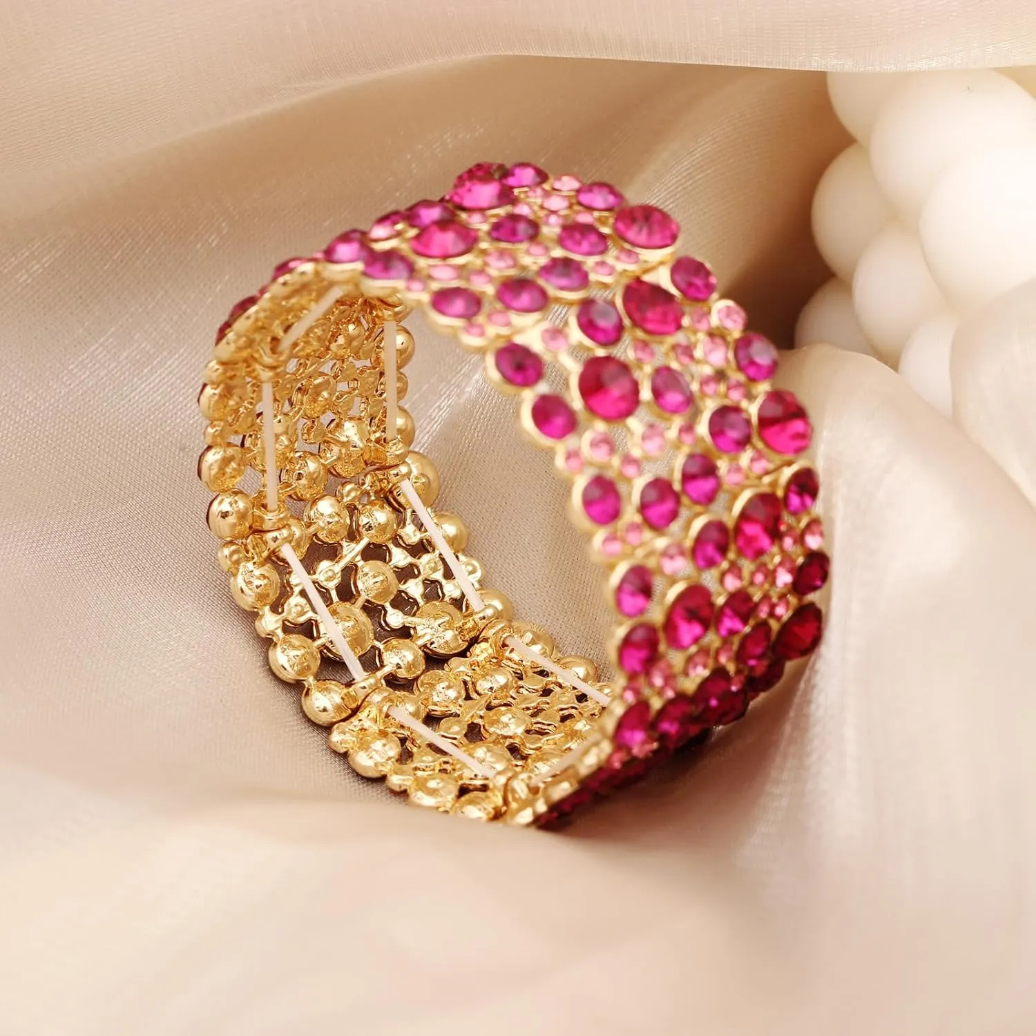 SFE Elegant Wedding Brides Bridesmaids Austrian Crystal Elastic Bangle Stretch Bracelet Prom Jewelry for Women