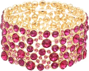SFE Elegant Wedding Brides Bridesmaids Austrian Crystal Elastic Bangle Stretch Bracelet Prom Jewelry for Women
