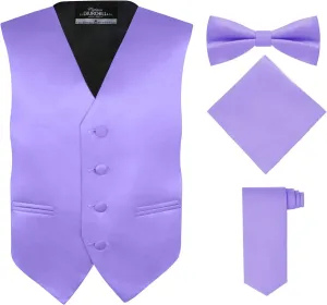 S.H. Churchill & Co. Boy's 4 Piece Vest Set, with Bow Tie, Neck Tie & Pocket Hankie