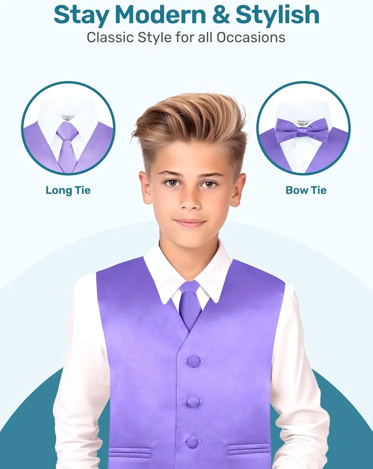 S.H. Churchill & Co. Boy's 4 Piece Vest Set, with Bow Tie, Neck Tie & Pocket Hankie