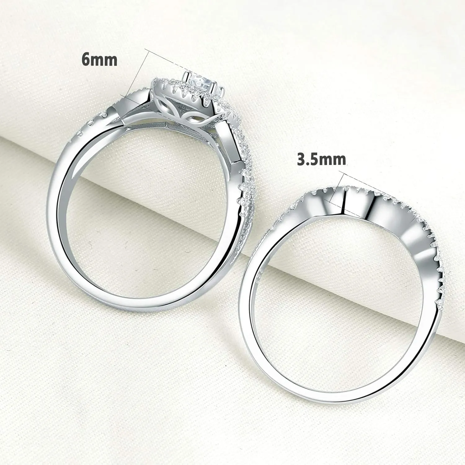 SHELOVES Wedding Rings Set for Women Round White Cz Engagement Rings Bridal Set 925 Sterling Silver Sz 5-12