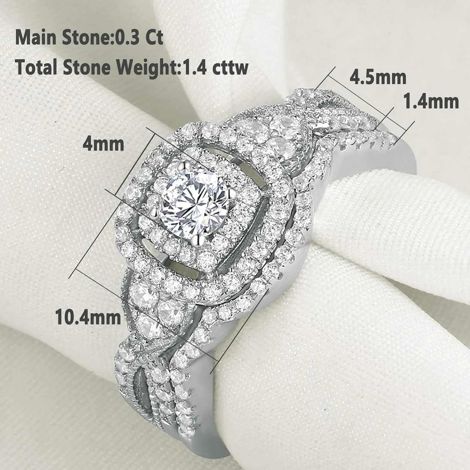 SHELOVES Wedding Rings Set for Women Round White Cz Engagement Rings Bridal Set 925 Sterling Silver Sz 5-12
