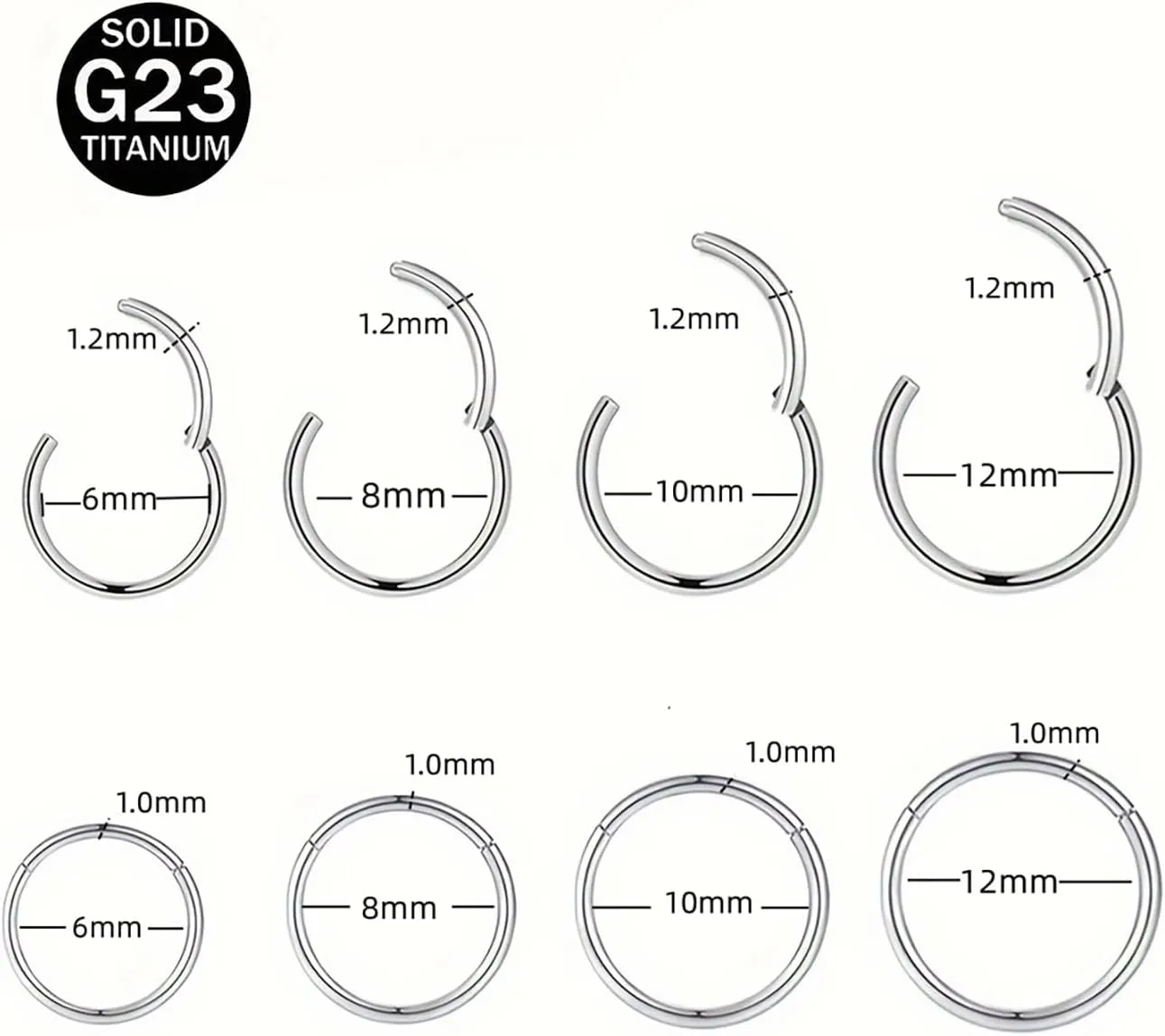 SHOWNICE 3PCS Nose Rings G23 Titanium Septum Rings Double Hoop Nose Ring Conch Piercing Cartilage Earrings Nose Piercing Jewelry for Women and Men