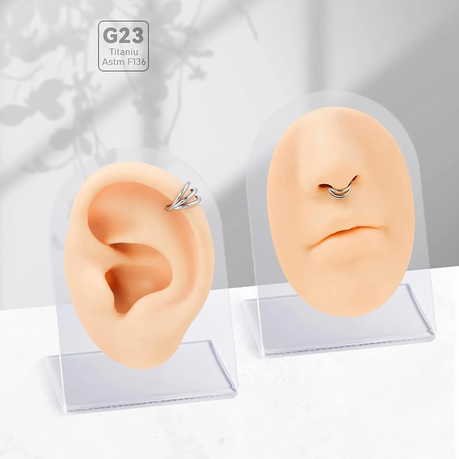 SHOWNICE 3PCS Nose Rings G23 Titanium Septum Rings Double Hoop Nose Ring Conch Piercing Cartilage Earrings Nose Piercing Jewelry for Women and Men