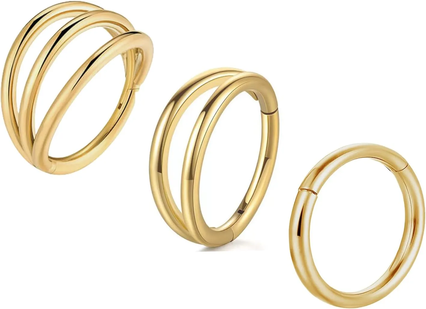 SHOWNICE 3PCS Nose Rings G23 Titanium Septum Rings Double Hoop Nose Ring Conch Piercing Cartilage Earrings Nose Piercing Jewelry for Women and Men