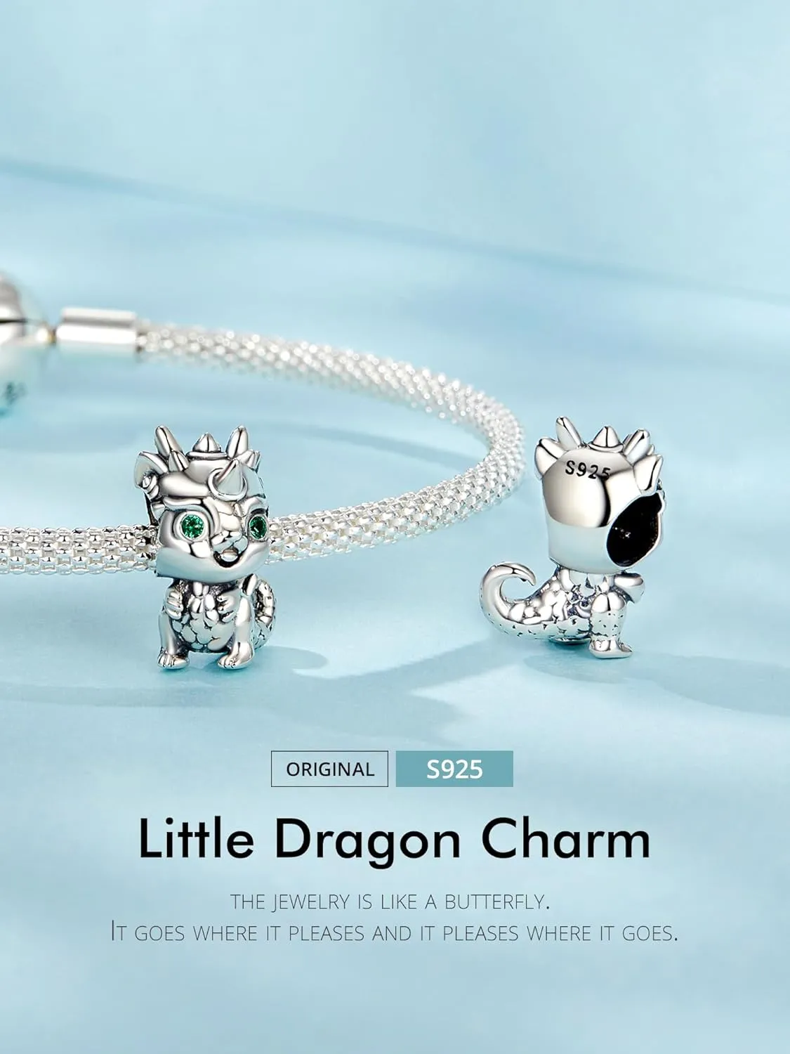 Shysnow Dragon Charms 925 Sterling Silver Vintage Dragons Head Animal Bead Charm Compatible for Bracelet Necklaces for Women