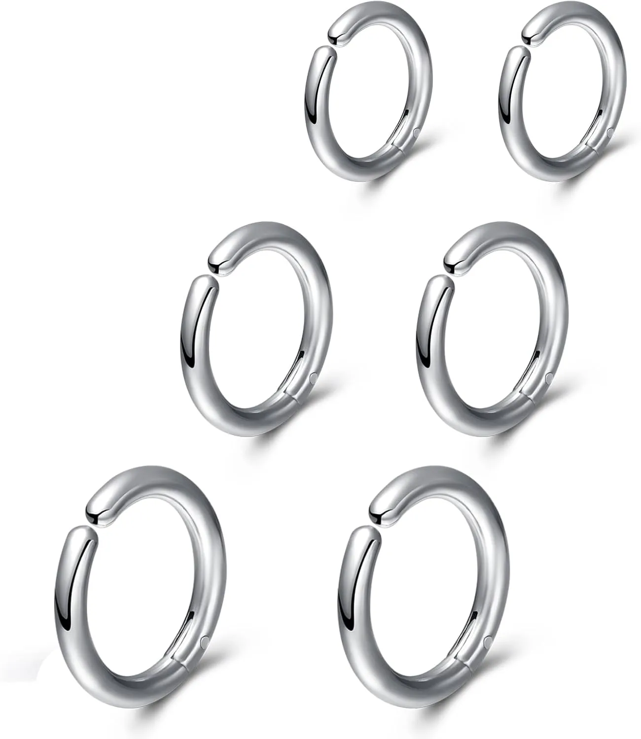 SIISPRI 3 Pairs Clip On Huggie Earrings for Men Women, Unisex Surgical Stainless Steel Hypoallergenic Earrings,Small Hoop Earrings, Polished for Non Pierced Earrings