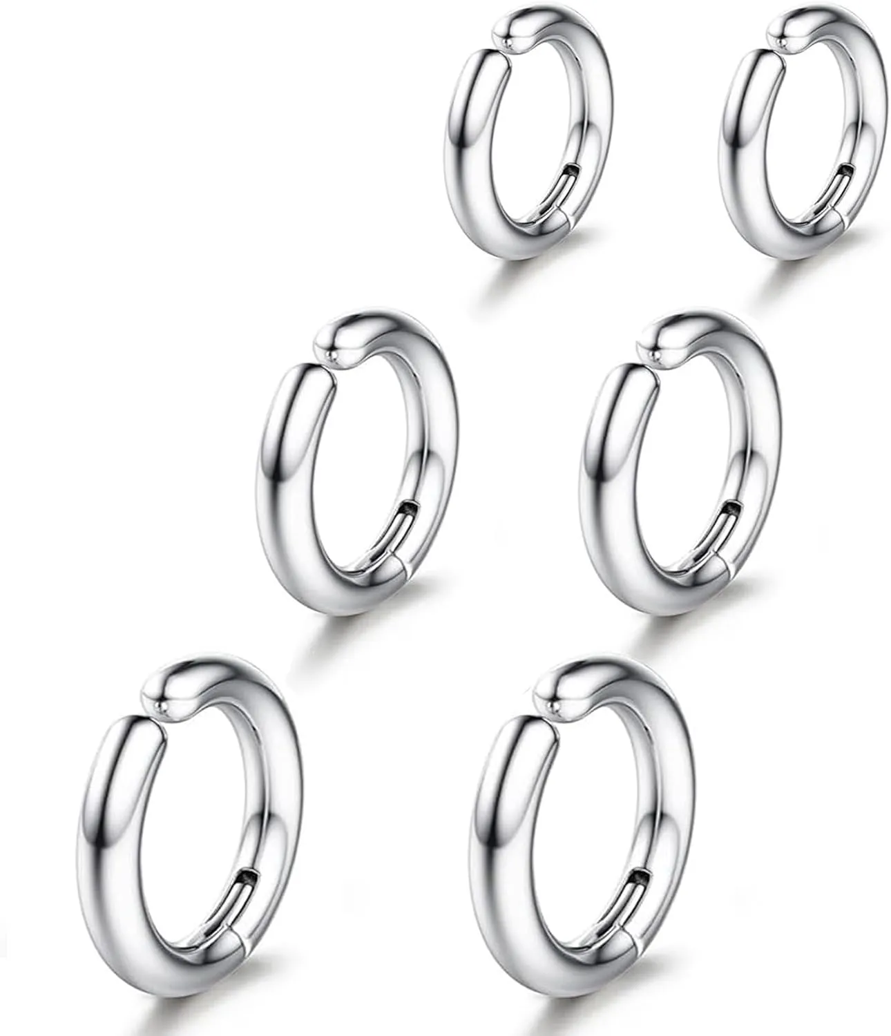 SIISPRI 3 Pairs Clip On Huggie Earrings for Men Women, Unisex Surgical Stainless Steel Hypoallergenic Earrings,Small Hoop Earrings, Polished for Non Pierced Earrings