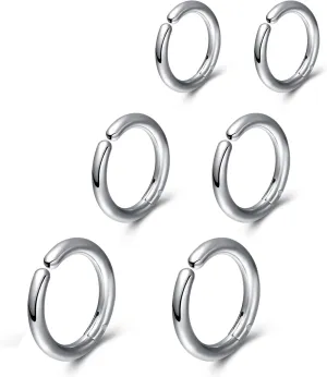 SIISPRI 3 Pairs Clip On Huggie Earrings for Men Women, Unisex Surgical Stainless Steel Hypoallergenic Earrings,Small Hoop Earrings, Polished for Non Pierced Earrings