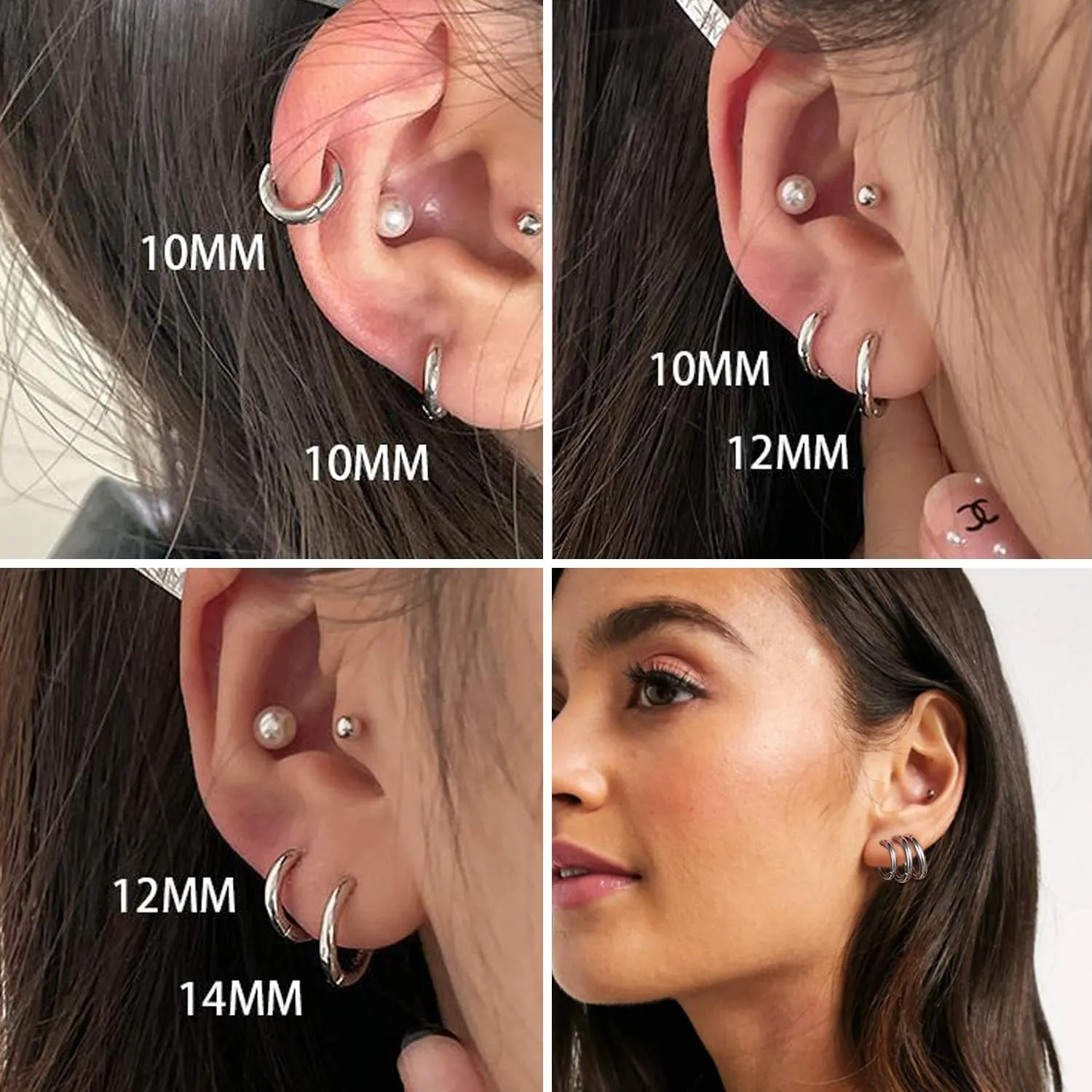 SIISPRI 3 Pairs Clip On Huggie Earrings for Men Women, Unisex Surgical Stainless Steel Hypoallergenic Earrings,Small Hoop Earrings, Polished for Non Pierced Earrings