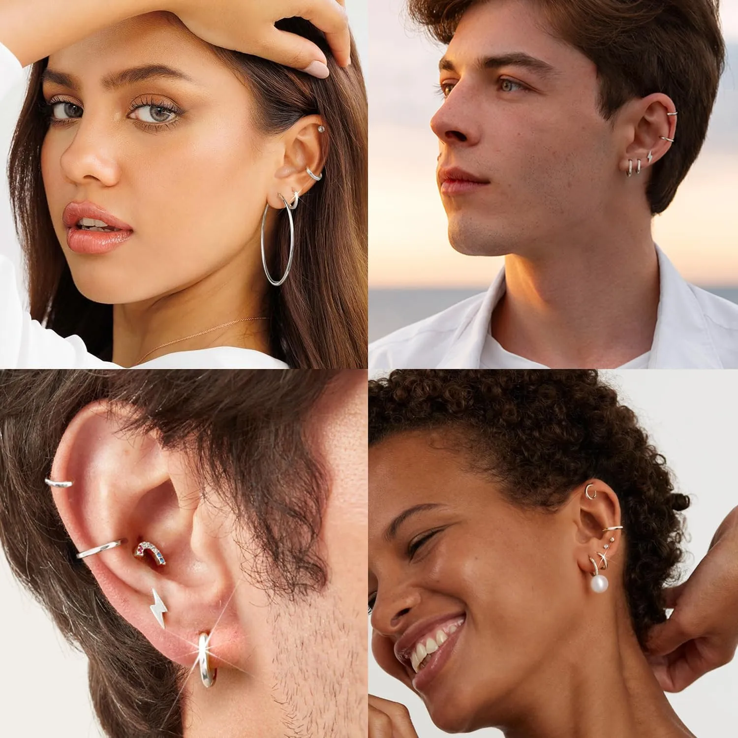 SIISPRI 3 Pairs Clip On Huggie Earrings for Men Women, Unisex Surgical Stainless Steel Hypoallergenic Earrings,Small Hoop Earrings, Polished for Non Pierced Earrings