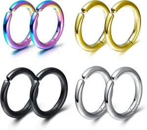 SIISPRI 3 Pairs Clip On Huggie Earrings for Men Women, Unisex Surgical Stainless Steel Hypoallergenic Earrings,Small Hoop Earrings, Polished for Non Pierced Earrings