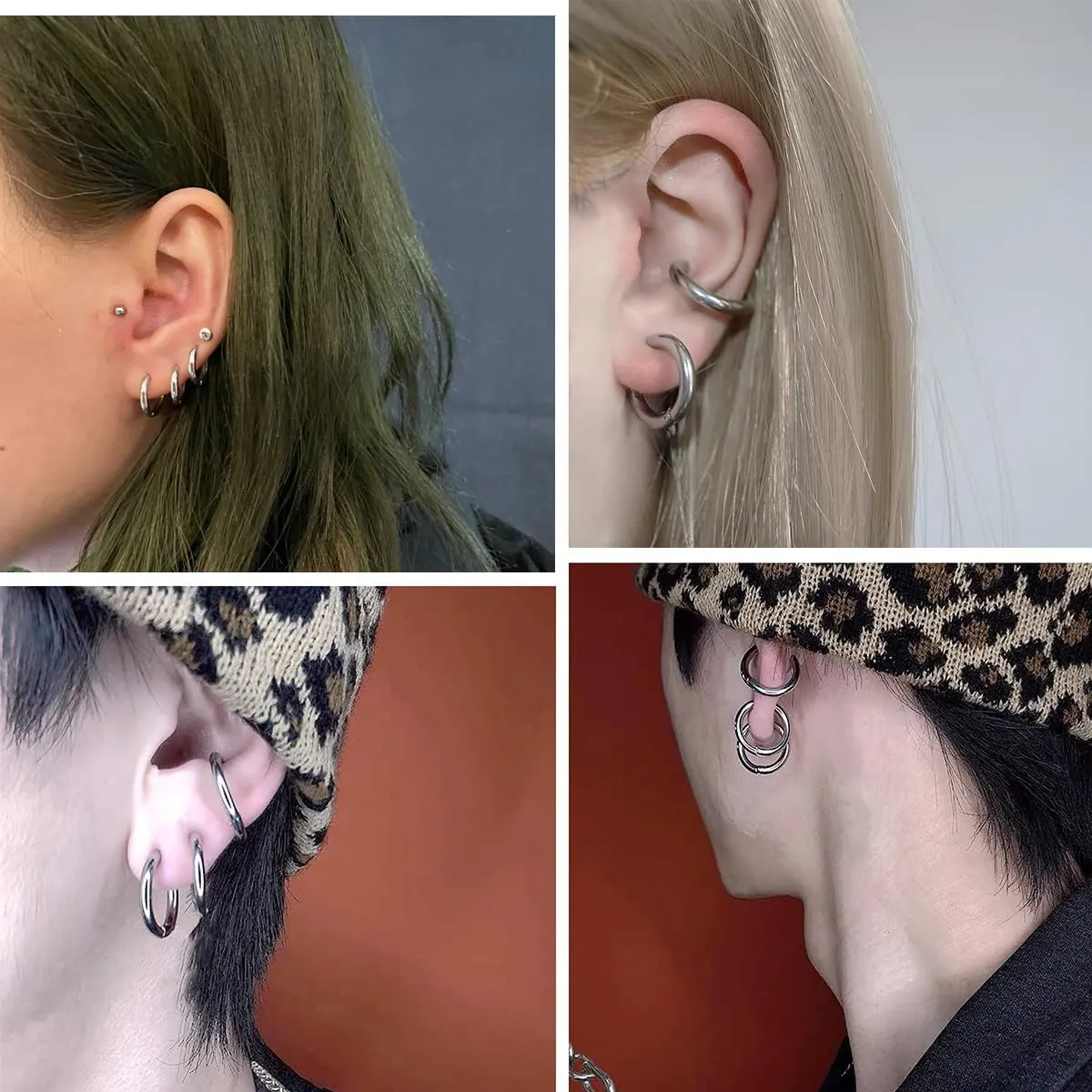 SIISPRI 3 Pairs Clip On Huggie Earrings for Men Women, Unisex Surgical Stainless Steel Hypoallergenic Earrings,Small Hoop Earrings, Polished for Non Pierced Earrings