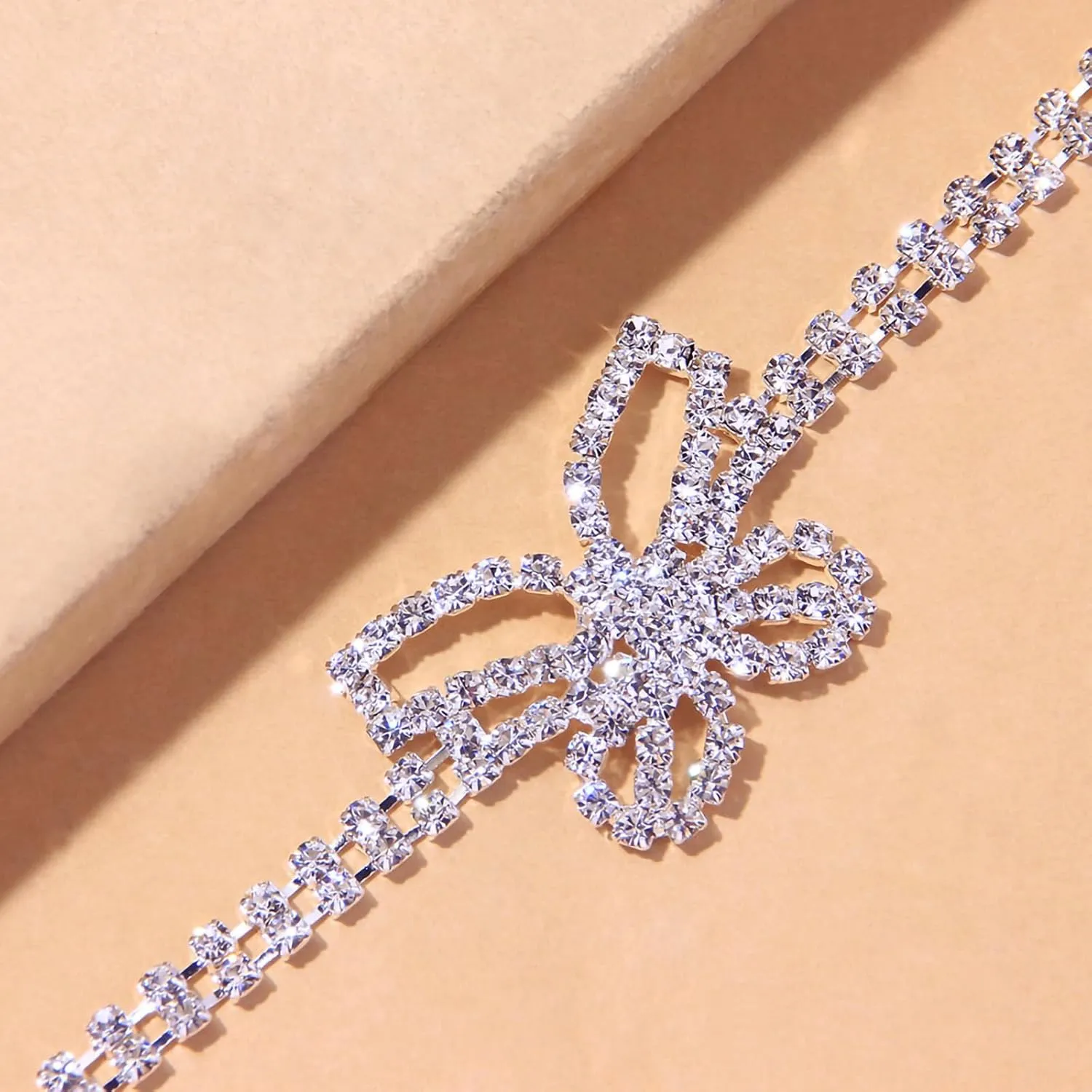 Silver Ankle Bracelets for Women, Adjustable Rhinestone Pendant Tennis Anklet, Butterfly Heart Infinite Diamond Summer Beach Foot Chain Jewelry Gifts