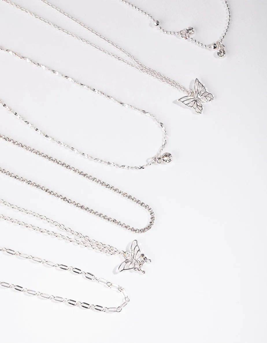 Silver Butterfly Choker 6-Pack