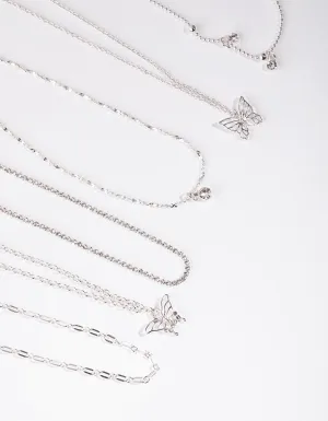 Silver Butterfly Choker 6-Pack