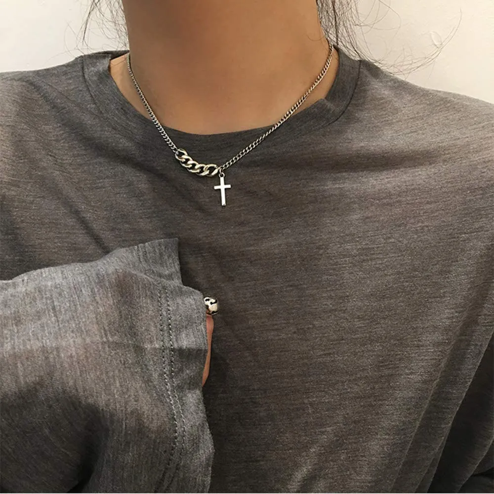 Silver Punk Cross Dainty Simple Choker Neckalce African Style necklaces Boho Short Necklace Vintage Choker for Women (7)