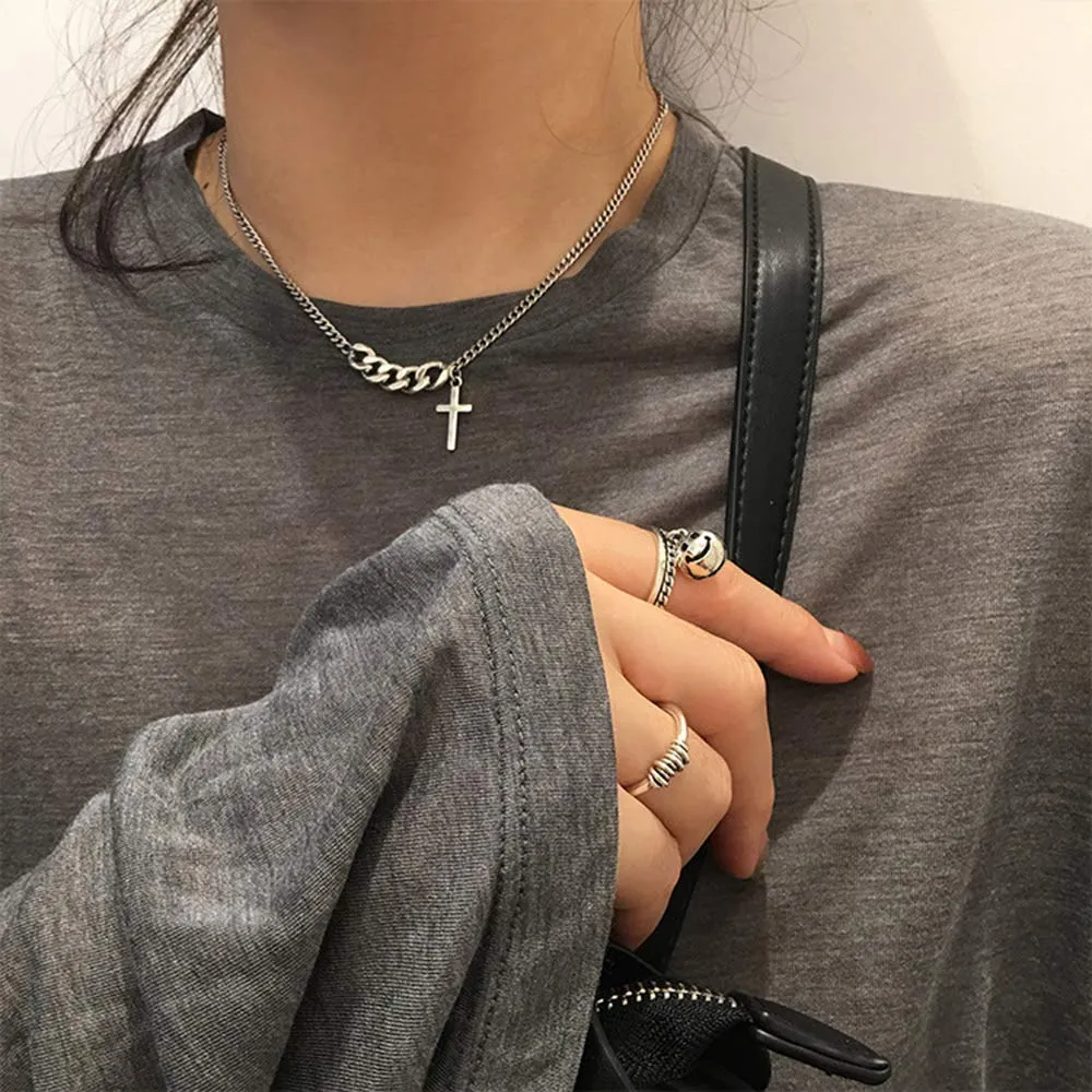 Silver Punk Cross Dainty Simple Choker Neckalce African Style necklaces Boho Short Necklace Vintage Choker for Women (7)