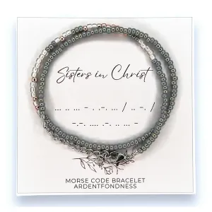 Sisters In Christ Morse Code Wrap Bracelet for Christian Women Bible Study Group Anxiety Trust, Inspirational Religious Jewelry for Her, Unique Graduation Gift, Bible Verse Scripture Adjustable