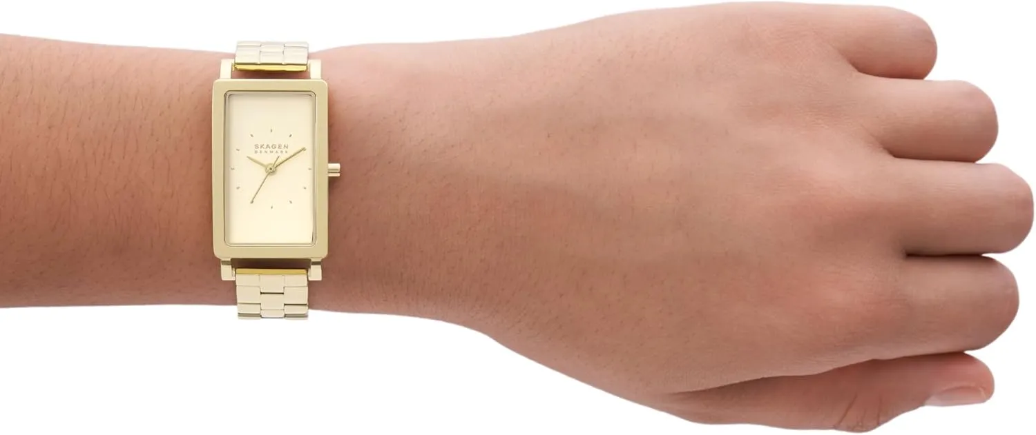 Skagen Hagen Rectangular Case Women's Watch with Stainless Steel Bracelet, Mesh or Leather Band