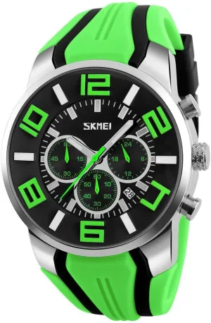 SKMEI 9128 Top Luxury Brand Quartz Watches Men Fashion Casual Wristwatches Waterproof Sport Watch Relogio Masculino (Green)