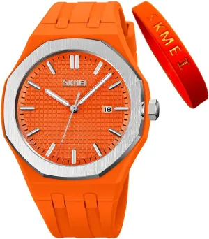 SKMEI Watches for Men Silicone Easy Read Waterproof Sport Casual Fashion Analog Quartz Luminous Fathers Gifts Black Wrist Watch