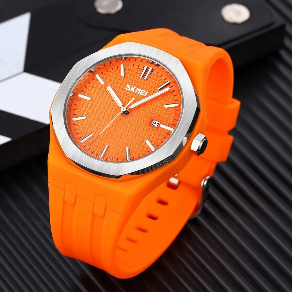 SKMEI Watches for Men Silicone Easy Read Waterproof Sport Casual Fashion Analog Quartz Luminous Fathers Gifts Black Wrist Watch