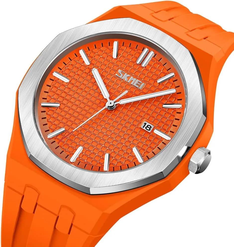 SKMEI Watches for Men Silicone Easy Read Waterproof Sport Casual Fashion Analog Quartz Luminous Fathers Gifts Black Wrist Watch