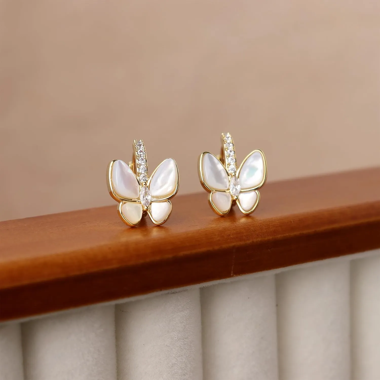 Small 14K Gold Plated Hoop Earrings for Woman, Dainty Cute Rhinestone Cubic Zirconia Huggis Cartilage Earing Prom Jewelry Gift