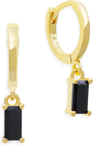 Small Gold Silver Hoop Earrings for Women, Dainty Square Rhinestone Lightweight Rectangle Multicolor Crystal Birthstone Dangling Huggie Earing Prom Jewelry Gift
