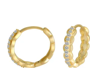 Small Hoop Earrings for Women, 16mm 14k Gold Plated Hoop Earrings with Cubic Zirconia Sterling Silver Post (Silver)