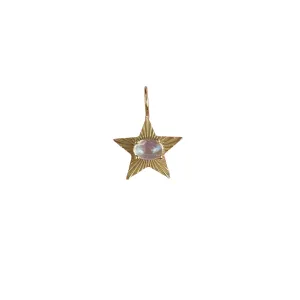 Small Moonstone Starlight Charm in Yellow Gold