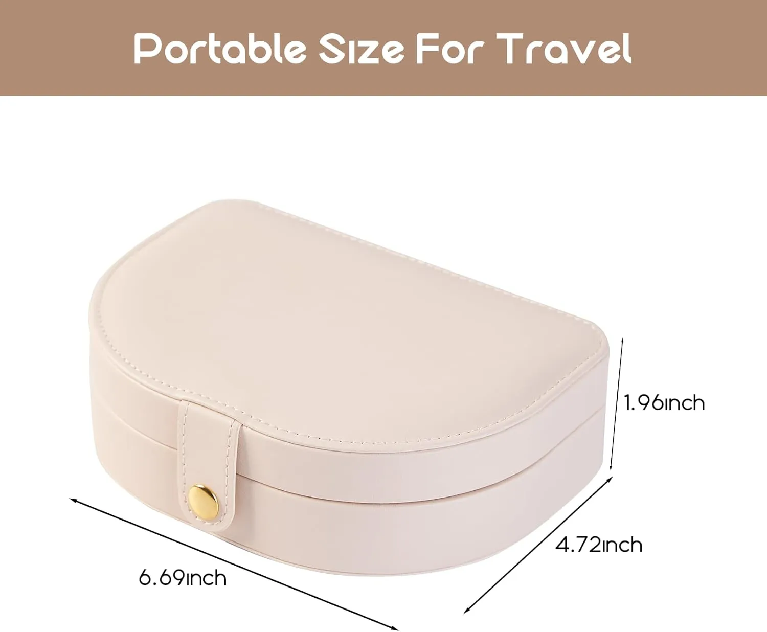 Small Travel Jewelry Box, Leather Waterproof Jewelry Case for Women, Removable Large Capacity Jewelry Organizer, Store Necklaces, Earrings, Rings, Gifts for Women and Girls,2 Layers White