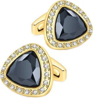 Sogee Black Crystal Cufflinks for Men Elegant Mens Cuff Links for Wedding Party Unique Gift