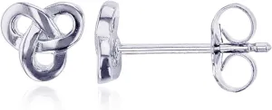 Solid 925 Sterling Silver Polished Celtic Knot Stud Earrings for Women | 6.2mm Gold Plated Hypoallergenic Studs