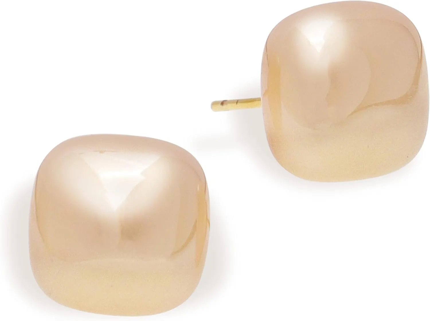 Sonateomber Gold Pearl Puffy Stud Earrings for Women, Dainty Cute Beige Polished Lightweight Hypoallergenic Earing Prom Fashion Jewelry Gift