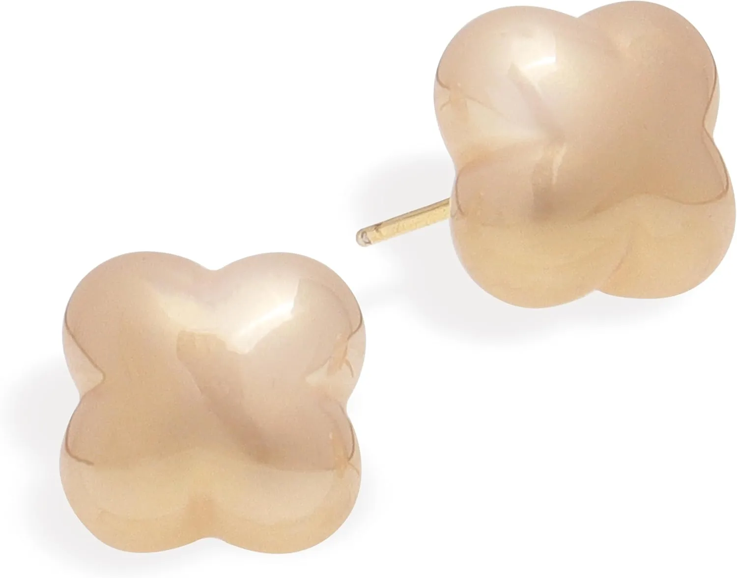 Sonateomber Gold Pearl Puffy Stud Earrings for Women, Dainty Cute Beige Polished Lightweight Hypoallergenic Earing Prom Fashion Jewelry Gift