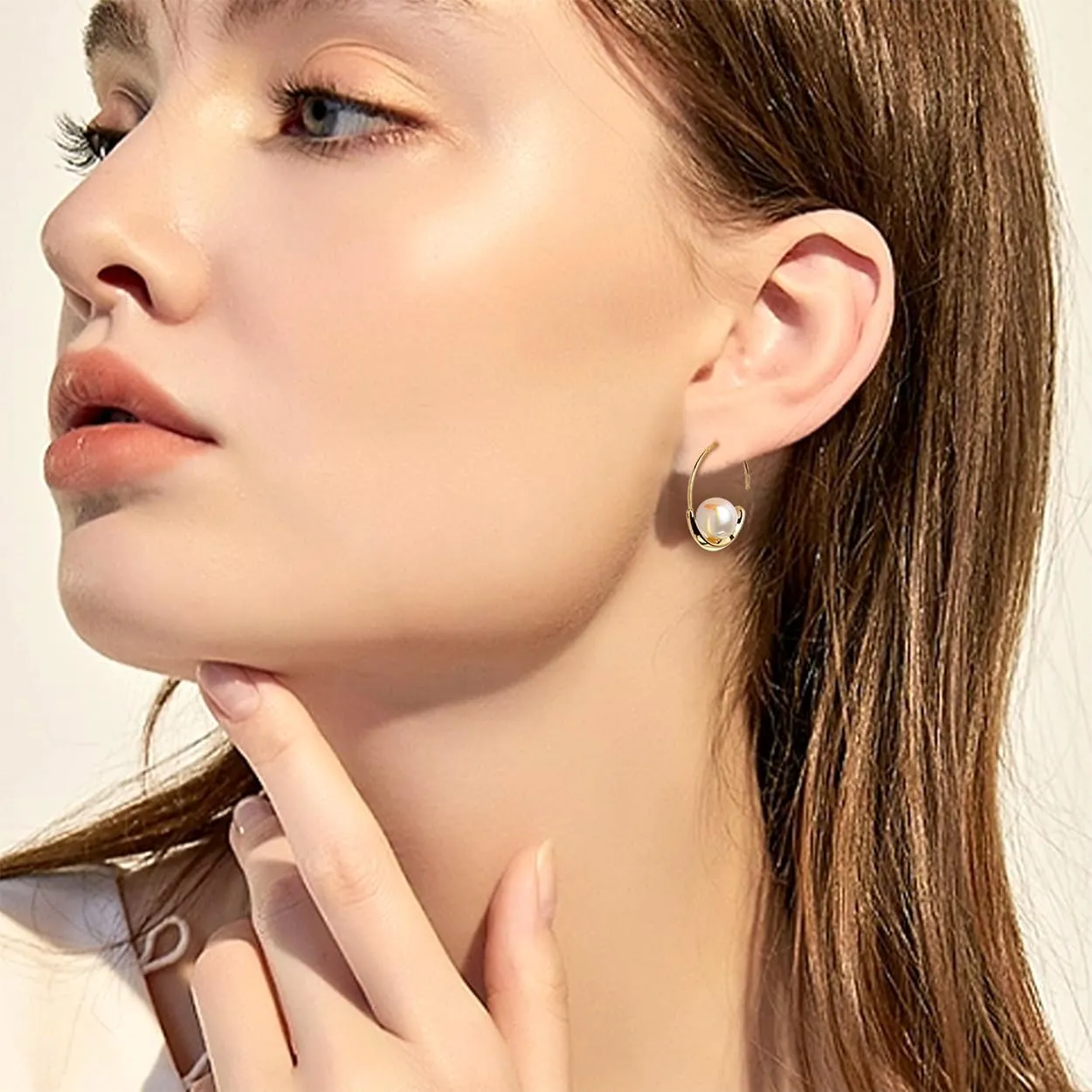Sonateomber Teardrop Hoop Earrings for Women  Statement Large Lightweight Pull Through Hoop Polished Fashion Jewelry Gift