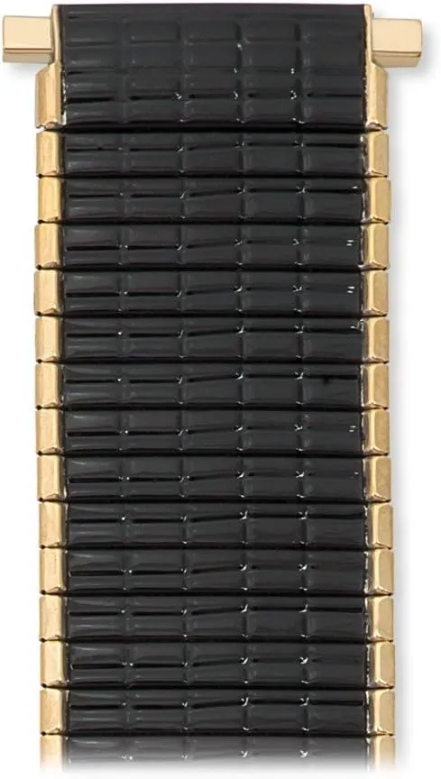 Speidel Men's Stainless Steel Stretch Thinline Black or Brown with Gold or Silver Watchband 18-22mm, Straight End, No Clasp