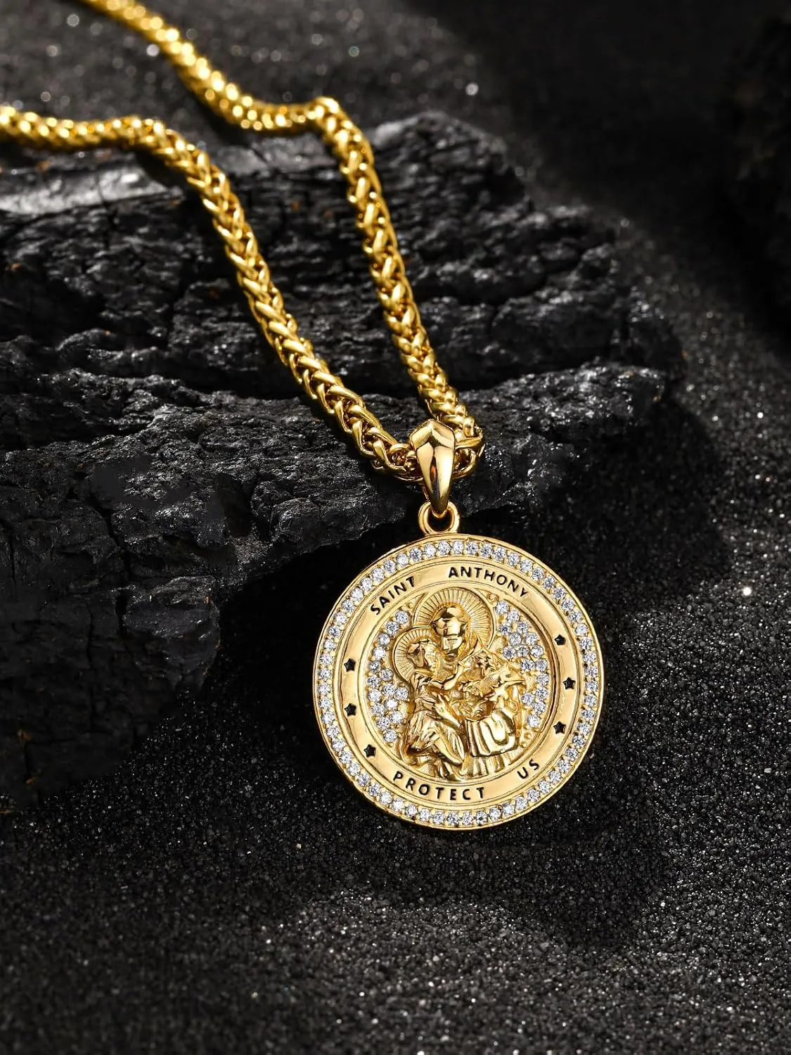 St Anthony Medal Necklace for Women Men Sterling Silver Saint Anthony Necklace Catholic Religious Protector Necklaces Jewelry Gifts