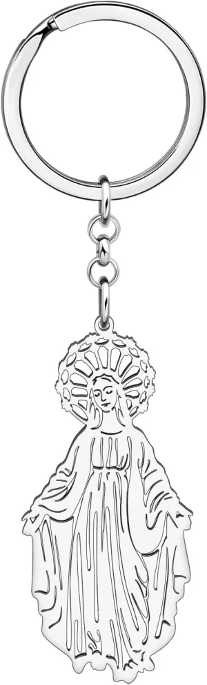 Stainless Steel 18K Gold Plated Elegant Virgin Mary Keychain Car Backpack Key Ring Jewelry For Women Religious Gifts