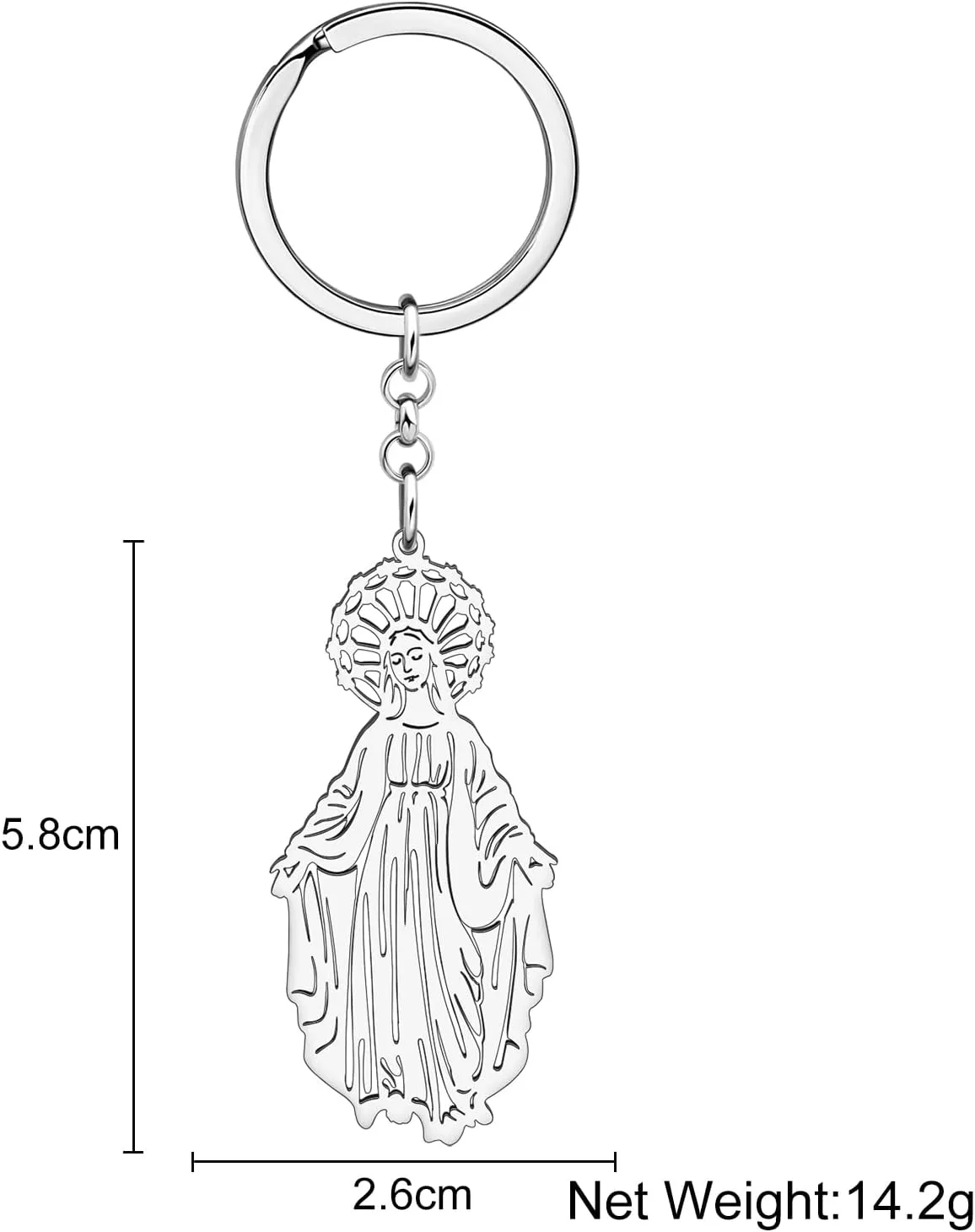 Stainless Steel 18K Gold Plated Elegant Virgin Mary Keychain Car Backpack Key Ring Jewelry For Women Religious Gifts