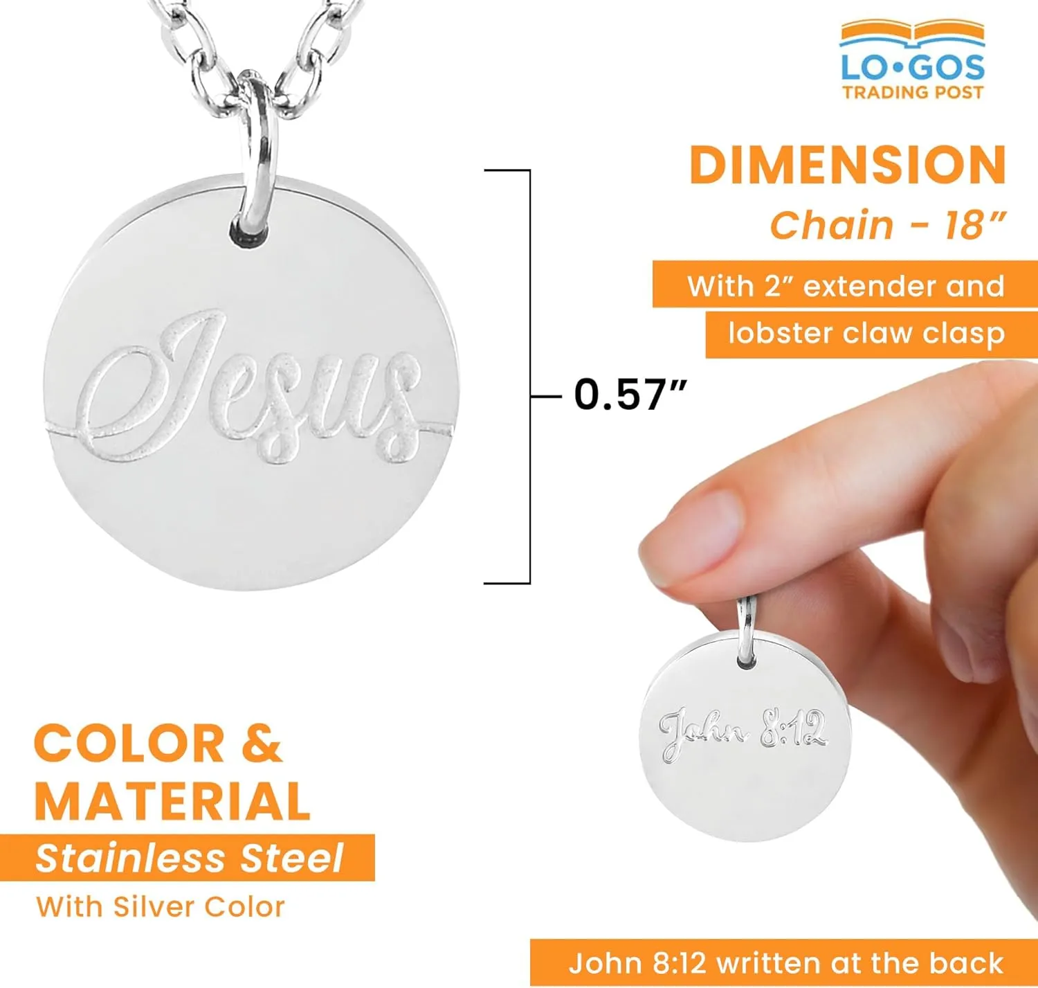 Stainless Steel Blessed Pendant Necklace with Inspirational Card & Envelope - Faith Jewelry for Women - Gift