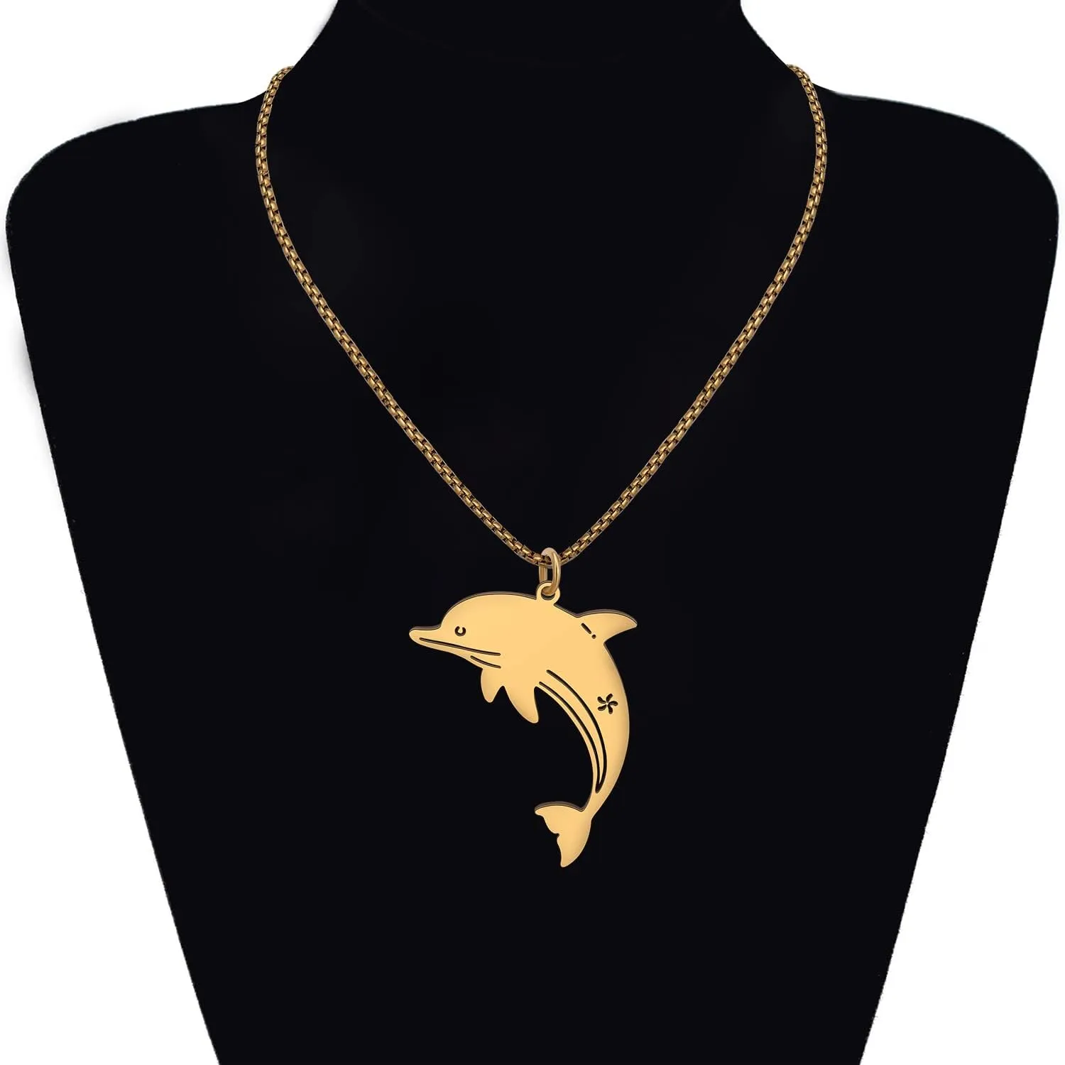 Stainless Steel Cute Dolphin Necklace Pendant Ocean Animal Jewelry Birthday Gifts for Women Mom