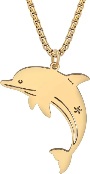 Stainless Steel Cute Dolphin Necklace Pendant Ocean Animal Jewelry Birthday Gifts for Women Mom