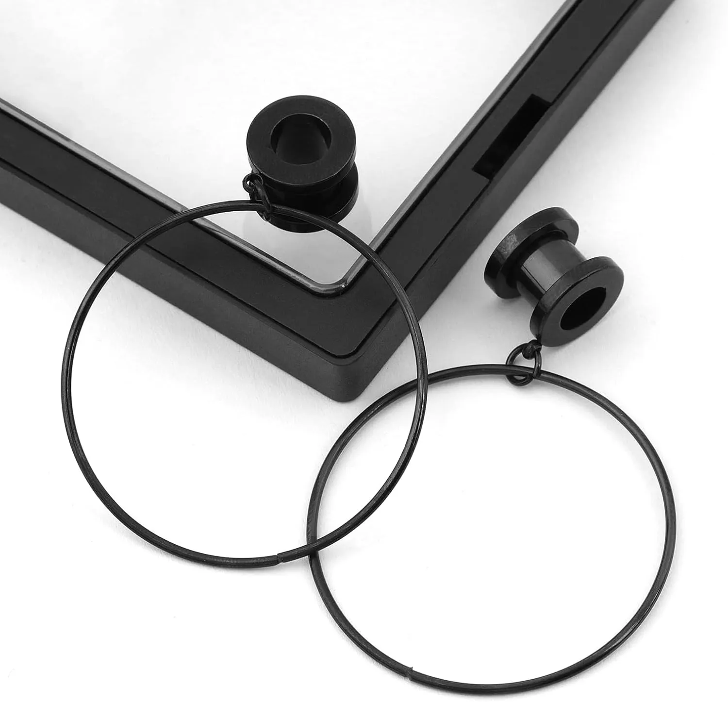 Stainless Steel Ear Tunnels with Nose Hoop Rings, 4-16mm, 2 Pieces