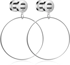 Stainless Steel Ear Tunnels with Nose Hoop Rings, 4-16mm, 2 Pieces